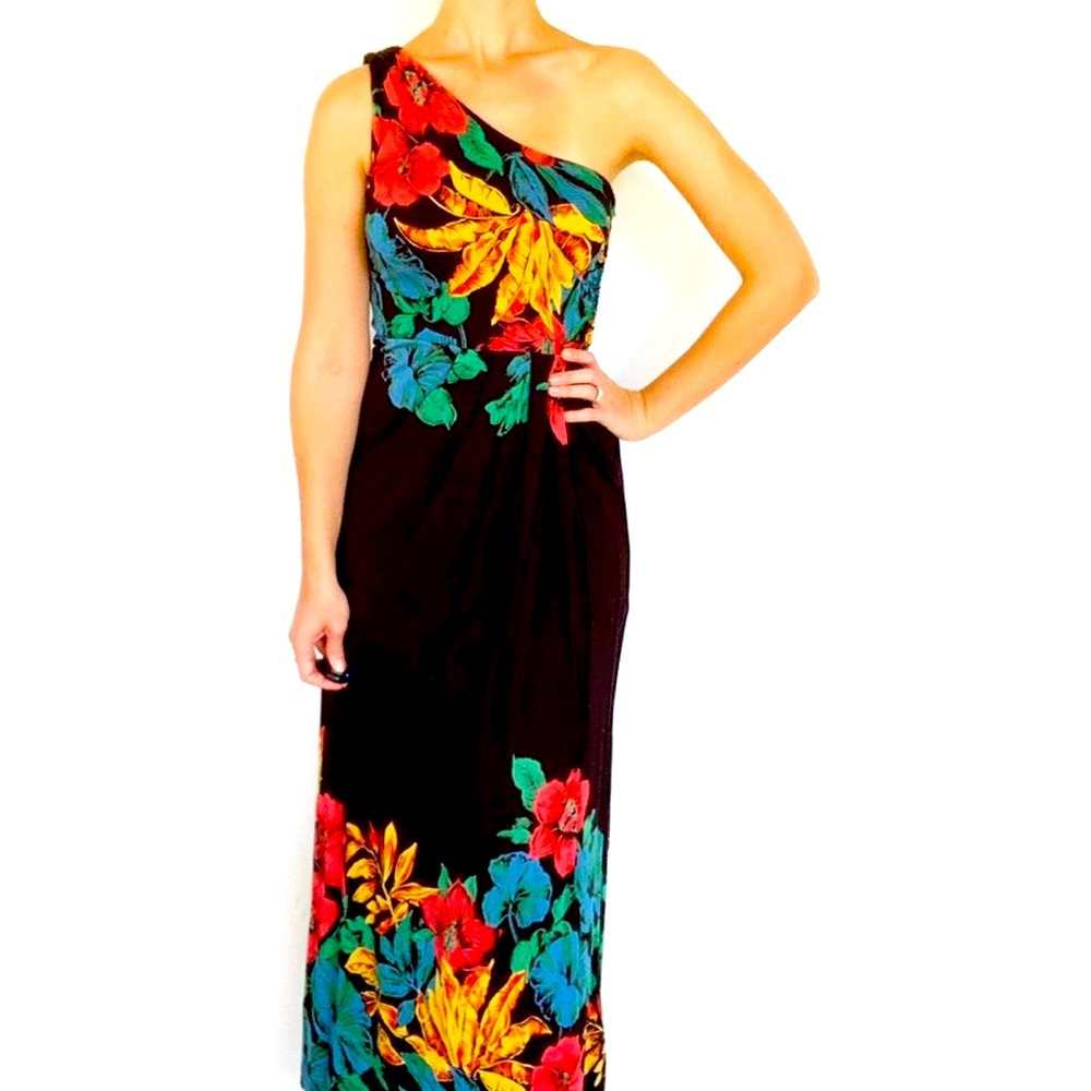Marc Jacobs tropical print asymmetrical one shoulder maxi dress size XS